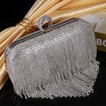 Zephyra | Glamorous Crystal Fringe Clutch – Dazzling & Elegant Statement Piece - in Silver | Arvea Bags