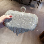 Zephyra | Glamorous Crystal Fringe Clutch – Dazzling & Elegant Statement Piece - in Silver | Arvea Bags