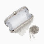 Zephyra | Glamorous Crystal Fringe Clutch – Dazzling & Elegant Statement Piece - in Silver | Arvea Bags