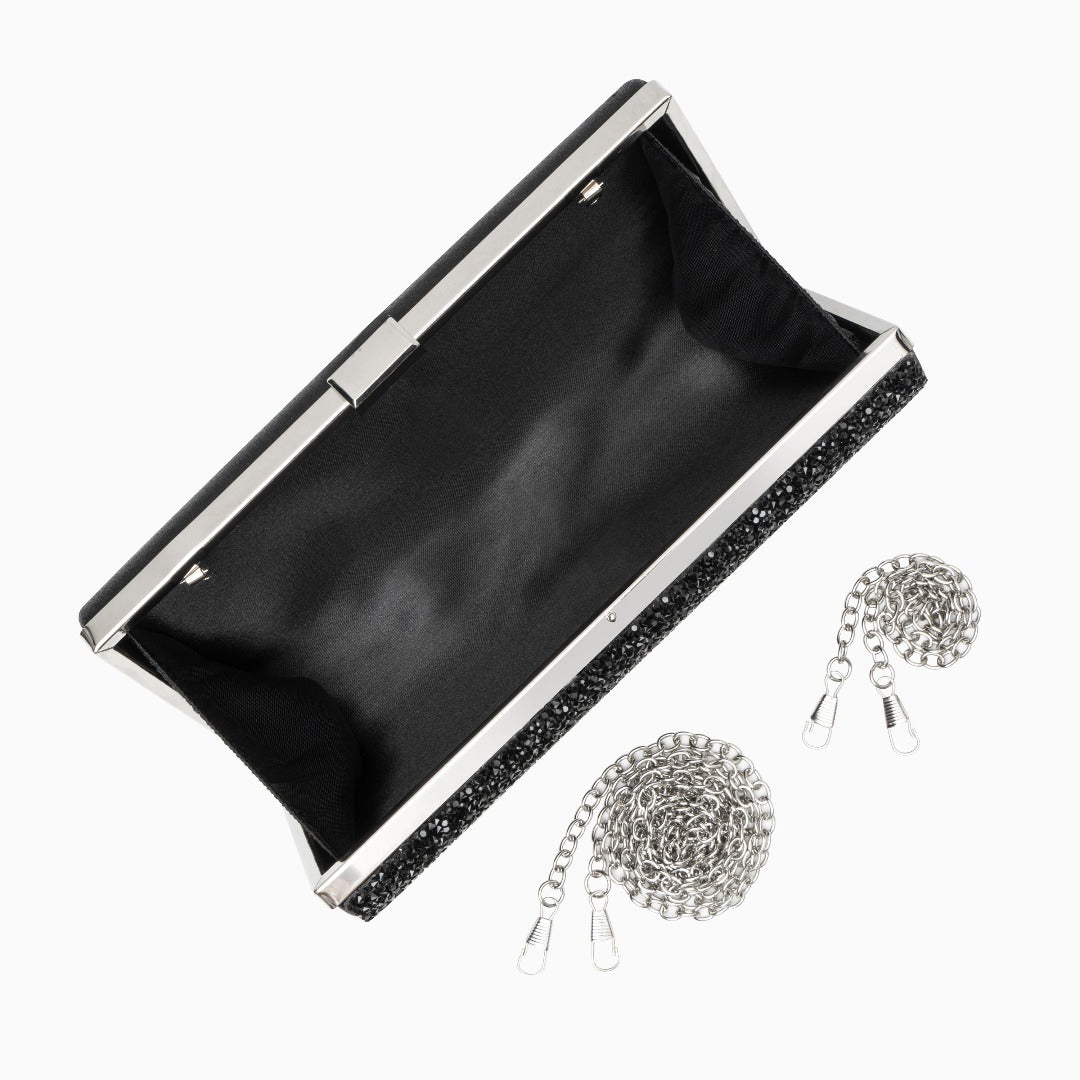 Ziranya | Black Beaded Evening Clutch – Sleek Sophistication - in Black | Arvea Bags