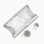 Ziranya | Black Beaded Evening Clutch – Sleek Sophistication - in Silver | Arvea Bags