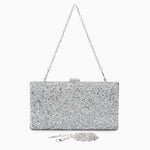 Ziranya | Black Beaded Evening Clutch – Sleek Sophistication - in Silver | Arvea Bags