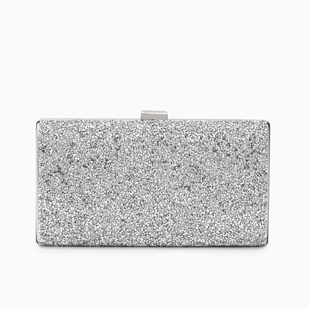 Ziranya | Black Beaded Evening Clutch – Sleek Sophistication - in Silver | Arvea Bags