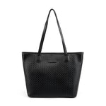 Zyphera | Black Woven Leather Tote Bag – Elegant & Spacious - in Black | Arvea Bags