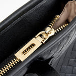 Zyphera | Black Woven Leather Tote Bag – Elegant & Spacious - in Black | Arvea Bags