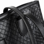 Zyphera | Black Woven Leather Tote Bag – Elegant & Spacious - in Black | Arvea Bags