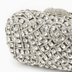Zyrene | Crystal Embellished Silver Evening Clutch – Radiant Luxury - in Silver | Arvea Bags