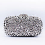 Zyrene | Crystal Embellished Silver Evening Clutch – Radiant Luxury - in Silver | Arvea Bags