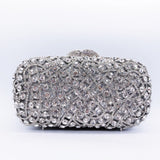 Zyrene | Crystal Embellished Silver Evening Clutch – Radiant Luxury - in Silver | Arvea Bags
