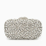 Zyrene | Crystal Embellished Silver Evening Clutch – Radiant Luxury - in Silver | Arvea Bags