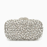 Zyrene | Crystal Embellished Silver Evening Clutch – Radiant Luxury - in Silver | Arvea Bags