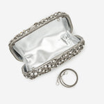 Zyrene | Crystal Embellished Silver Evening Clutch – Radiant Luxury - in Silver | Arvea Bags