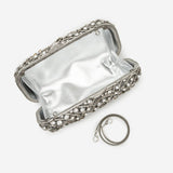 Zyrene | Crystal Embellished Silver Evening Clutch – Radiant Luxury - in Silver | Arvea Bags