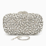 Zyrene | Crystal Embellished Silver Evening Clutch – Radiant Luxury - in Silver | Arvea Bags