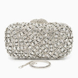 Zyrene | Crystal Embellished Silver Evening Clutch – Radiant Luxury - in Silver | Arvea Bags